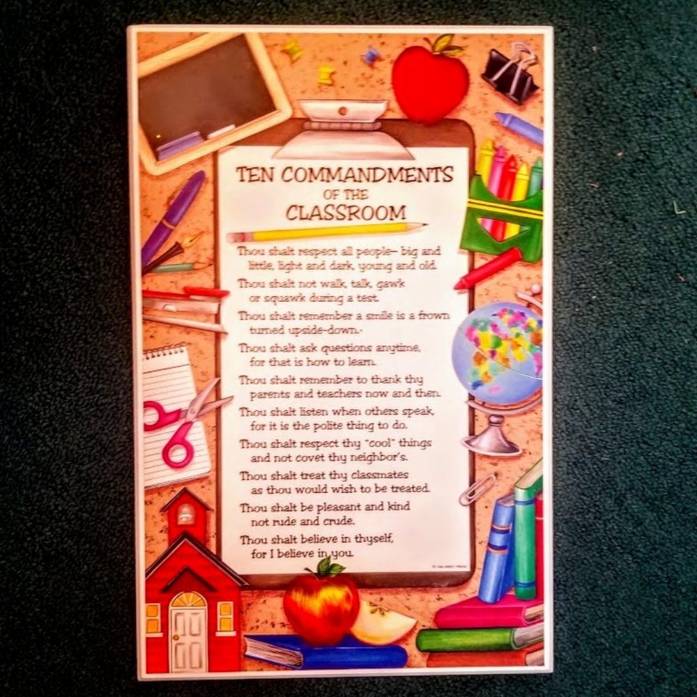 Wall Art | Ten Commandments of the Classroom | Size: 14" x 9"